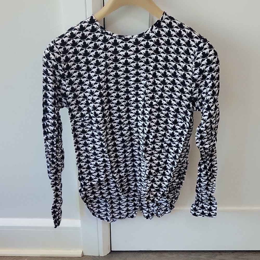 H&M Monochrome Cat Print Blouse